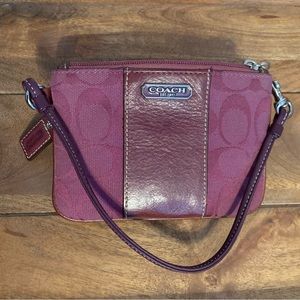 Coach Small Purple Canvas Leather Wristlet